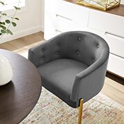 Tufted performance velvet accent chair in gray additional photo 3 of 7