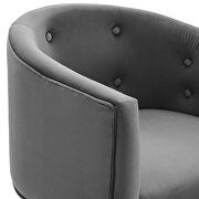 Tufted performance velvet accent chair in gray additional photo 4 of 7