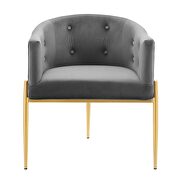Tufted performance velvet accent chair in gray additional photo 5 of 7
