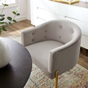 Tufted performance velvet accent chair in light gray additional photo 3 of 7