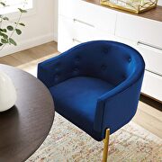 Tufted performance velvet accent chair in navy additional photo 3 of 7