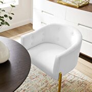 Tufted performance velvet accent chair in white additional photo 3 of 7