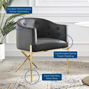 Tufted performance velvet accent dining armchair in charcoal by Modway additional picture 2