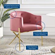 Tufted performance velvet accent dining armchair in dusty rose by Modway additional picture 2
