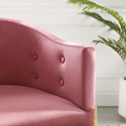 Tufted performance velvet accent dining armchair in dusty rose additional photo 3 of 8