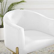 Tufted performance velvet accent dining armchair in white additional photo 3 of 8