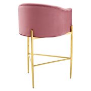 Tufted performance velvet bar stool in dusty rose additional photo 4 of 7
