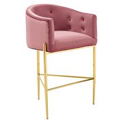 Tufted performance velvet bar stool in dusty rose additional photo 5 of 7