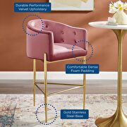 Tufted performance velvet bar stool in dusty rose by Modway additional picture 8