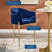 Tufted performance velvet bar stool in navy by Modway additional picture 8
