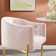 Tufted performance velvet bar stool in pink additional photo 2 of 7