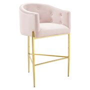 Tufted performance velvet bar stool in pink additional photo 4 of 7
