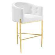 Tufted performance velvet bar stool in white additional photo 5 of 7