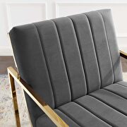Channel tufted performance velvet armchair in charcoal additional photo 2 of 8