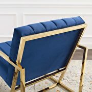 Channel tufted performance velvet armchair in navy additional photo 2 of 8
