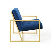 Channel tufted performance velvet armchair in navy additional photo 4 of 8