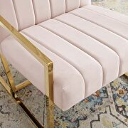Channel tufted performance velvet armchair in pink additional photo 2 of 8