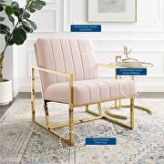 Channel tufted performance velvet armchair in pink additional photo 3 of 8