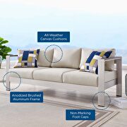 Outdoor patio aluminum sofa in silver beige additional photo 2 of 9