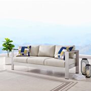 Outdoor patio aluminum sofa in silver beige additional photo 3 of 9