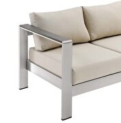 Outdoor patio aluminum sofa in silver beige additional photo 5 of 9
