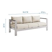 Outdoor patio aluminum sofa in silver beige by Modway additional picture 9