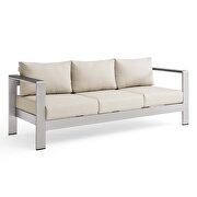 Outdoor patio aluminum sofa in silver beige by Modway additional picture 10