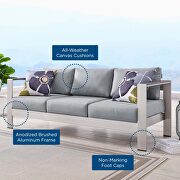 Outdoor patio aluminum sofa in silver gray by Modway additional picture 2