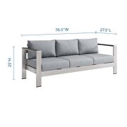Outdoor patio aluminum sofa in silver gray by Modway additional picture 8