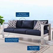 Outdoor patio aluminum sofa in silver navy additional photo 3 of 9