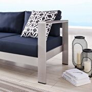 Outdoor patio aluminum sofa in silver navy by Modway additional picture 4