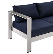 Outdoor patio aluminum sofa in silver navy additional photo 5 of 9