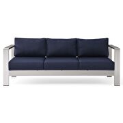 Outdoor patio aluminum sofa in silver navy by Modway additional picture 6
