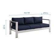 Outdoor patio aluminum sofa in silver navy by Modway additional picture 9