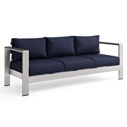 Outdoor patio aluminum sofa in silver navy by Modway additional picture 10