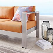 Outdoor patio aluminum sofa in silver orange by Modway additional picture 3
