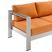 Outdoor patio aluminum sofa in silver orange by Modway additional picture 4
