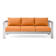 Outdoor patio aluminum sofa in silver orange by Modway additional picture 5