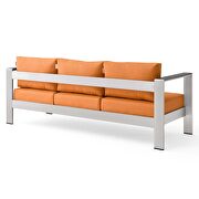 Outdoor patio aluminum sofa in silver orange by Modway additional picture 6
