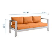 Outdoor patio aluminum sofa in silver orange by Modway additional picture 8