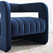 Tufted performance velvet accent armchair in midnight blue additional photo 2 of 8