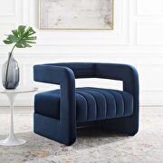 Tufted performance velvet accent armchair in midnight blue additional photo 3 of 8