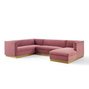 3 piece performance velvet sectional sofa set in dusty rose by Modway additional picture 6