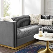 3 piece performance velvet sectional sofa set in gray additional photo 3 of 7