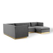 3 piece performance velvet sectional sofa set in gray additional photo 5 of 7