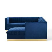 3 piece performance velvet sectional sofa set in navy by Modway additional picture 5