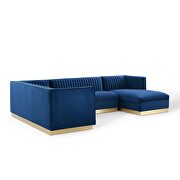 3 piece performance velvet sectional sofa set in navy by Modway additional picture 6