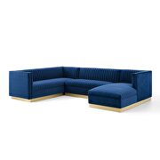 3 piece performance velvet sectional sofa set in navy by Modway additional picture 7
