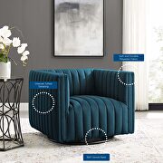 Tufted swivel upholstered armchair in azure additional photo 3 of 10