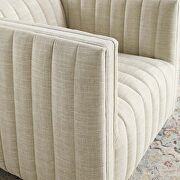 Tufted swivel upholstered armchair in beige additional photo 2 of 10